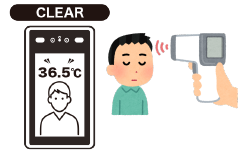 入館される皆様の体温チェック実施